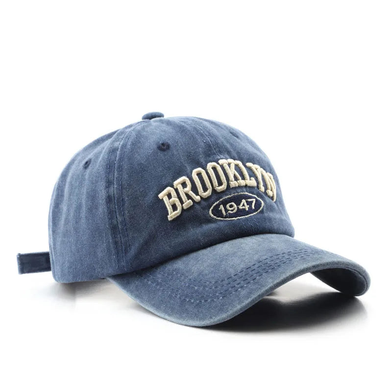 Retro brooklyn Letter Embroidery Baseball Caps Spring Summer Men Women Cotton Adjustable Casual Hat Hip Hop Streetwear Sun Hats - ZILVUS