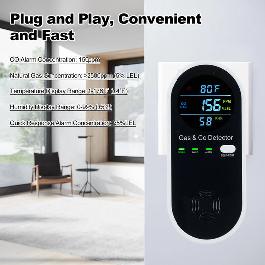 4-in-1 Carbon Monoxide & Gas Detector with LCD Display - ZILVUS