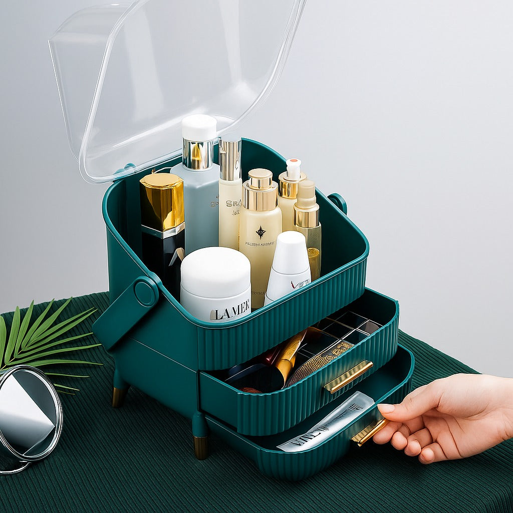 Waterproof Makeup Organizer Box with Drawers 36cm - ZILVUS