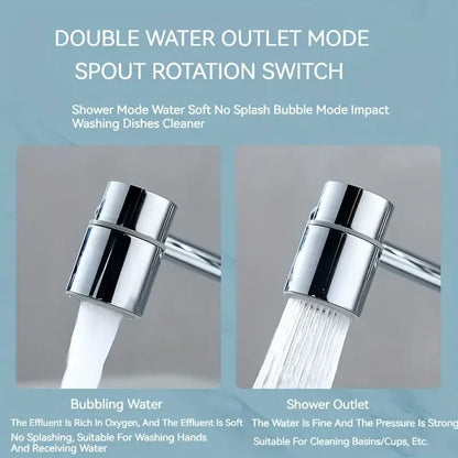Rotating Splash-Proof Kitchen Faucet Extender | Dual Water Flow Tap Adapter - ZILVUS