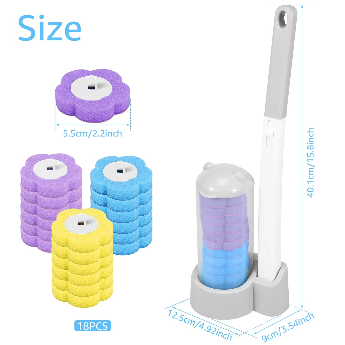 Disposable Toilet Brush Set with Holder & Replaceable Heads - ZILVUS