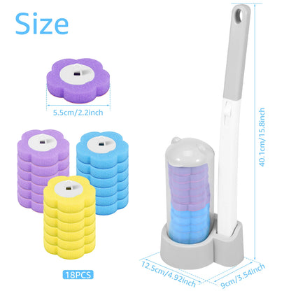 Disposable Toilet Brush Set with Holder & Replaceable Heads - ZILVUS
