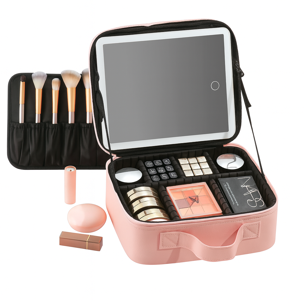 Lighted Travel Makeup Bag with Mirror – LED Cosmetic Case - ZILVUS