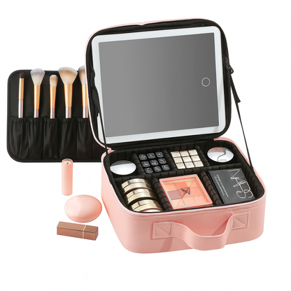 Lighted Travel Makeup Bag with Mirror – LED Cosmetic Case - ZILVUS