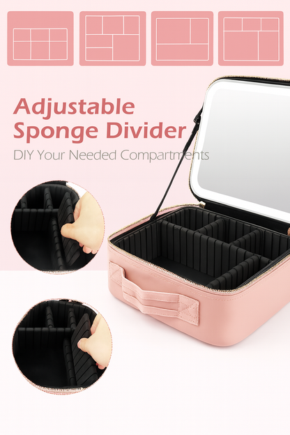 Lighted Travel Makeup Bag with Mirror – LED Cosmetic Case - ZILVUS