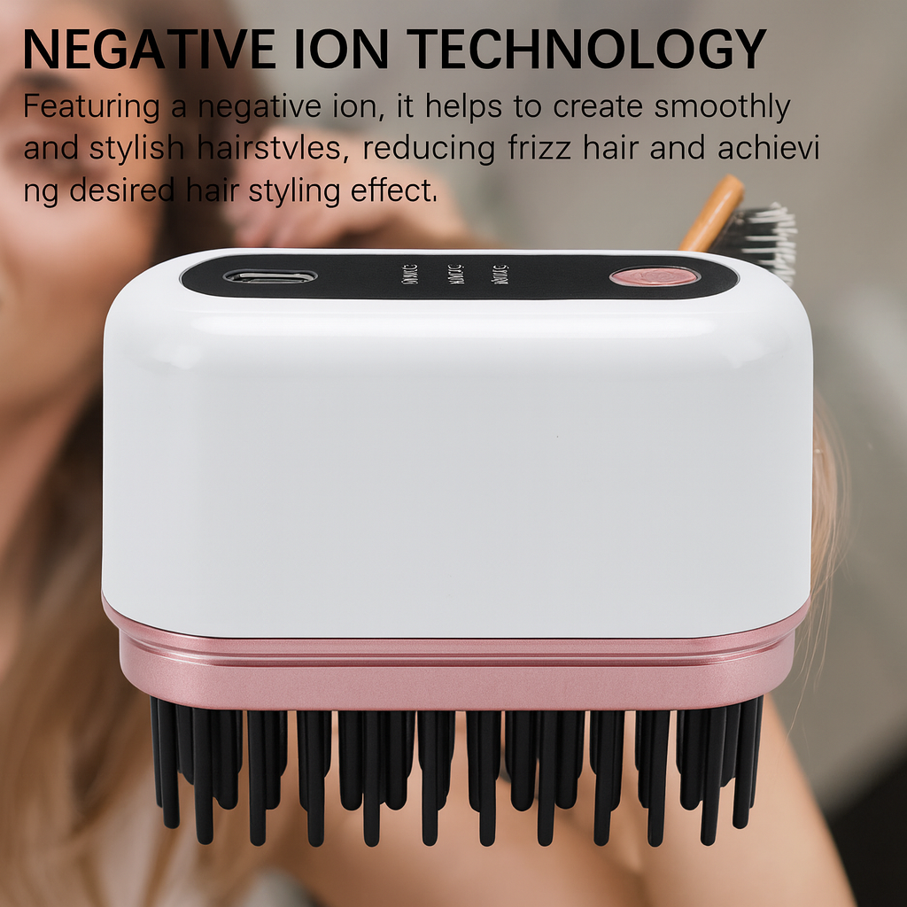 Mini Cordless Hair Straightener Brush – Portable Ionic Styling Comb
