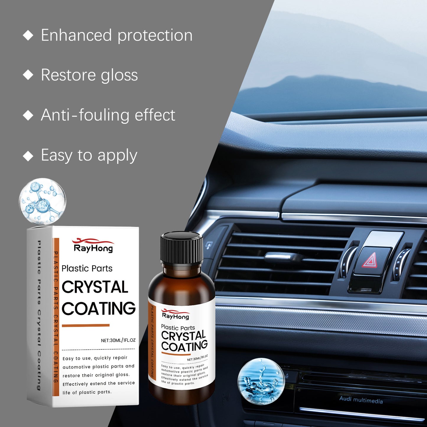 Car Trim & Interior Refurbish Agent, Scratch Repair & Gloss Protector - ZILVUS