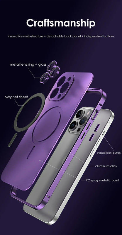 Aluminum Magnetic iPhone Case – MagSafe Clear Shockproof Cover - ZILVUS