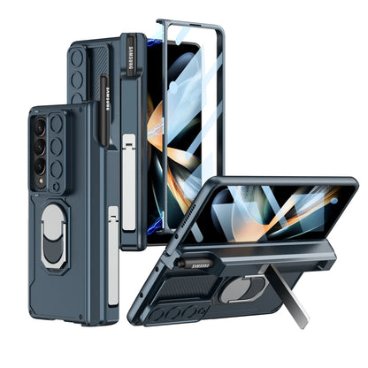 Magnetic Armor Phone Case For Samsung Galaxy Z-Fold-7,5,4 Series With Pen Holder Slide Camera Full Body Rugged Stand Back Cover - ZILVUS