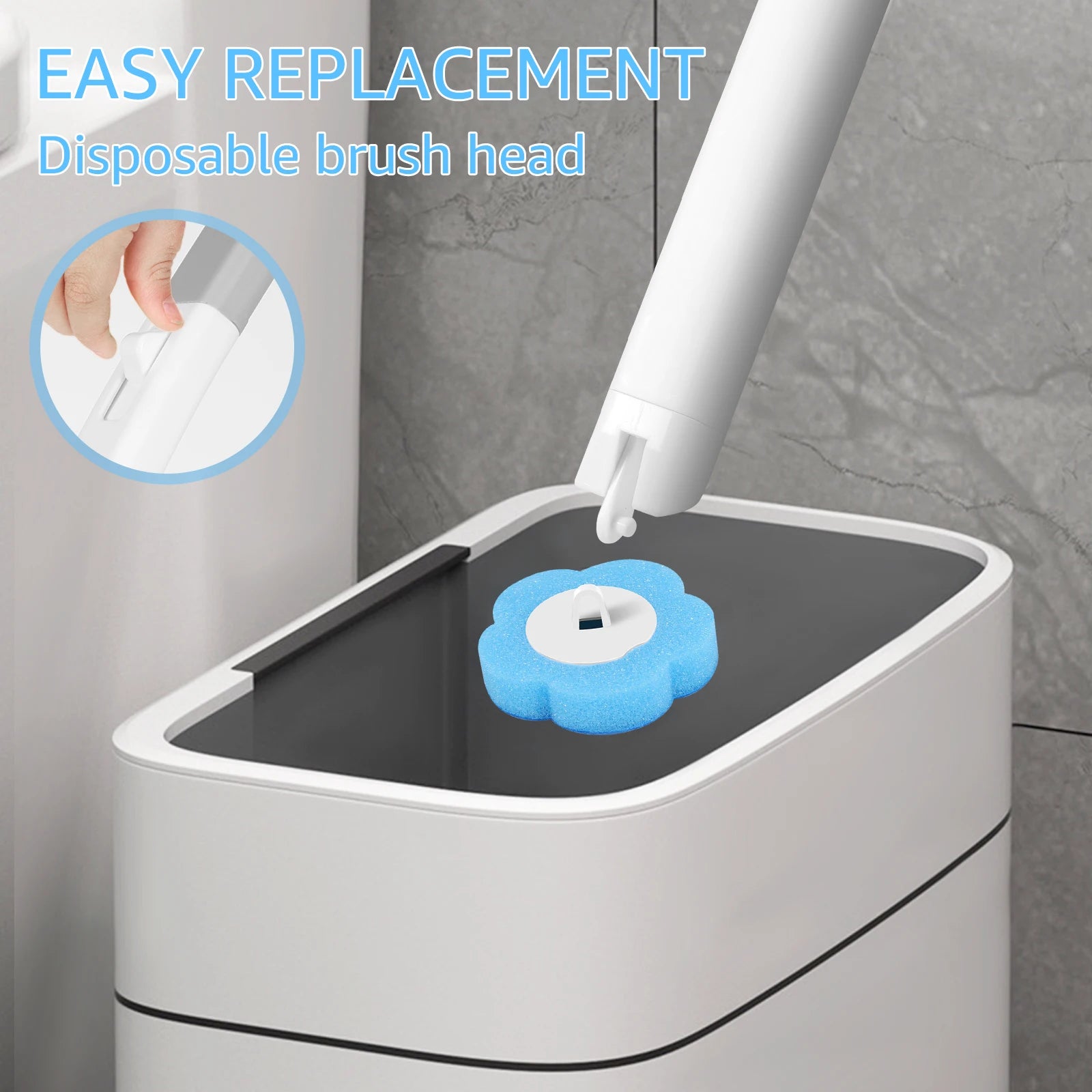 Disposable Toilet Brush Set with Holder & Replaceable Heads - ZILVUS