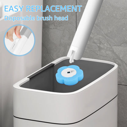 Disposable Toilet Brush Set with Holder & Replaceable Heads - ZILVUS