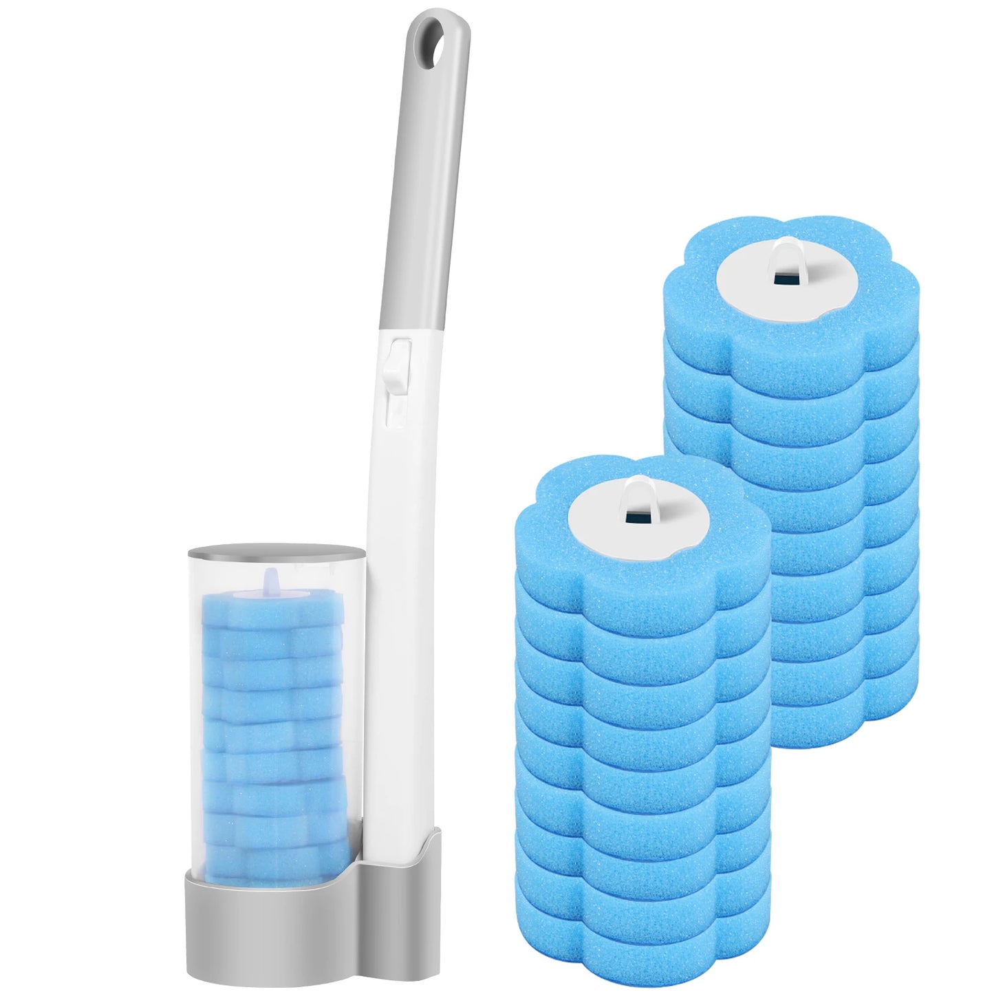 Disposable Toilet Brush Set with Holder & Replaceable Heads - ZILVUS
