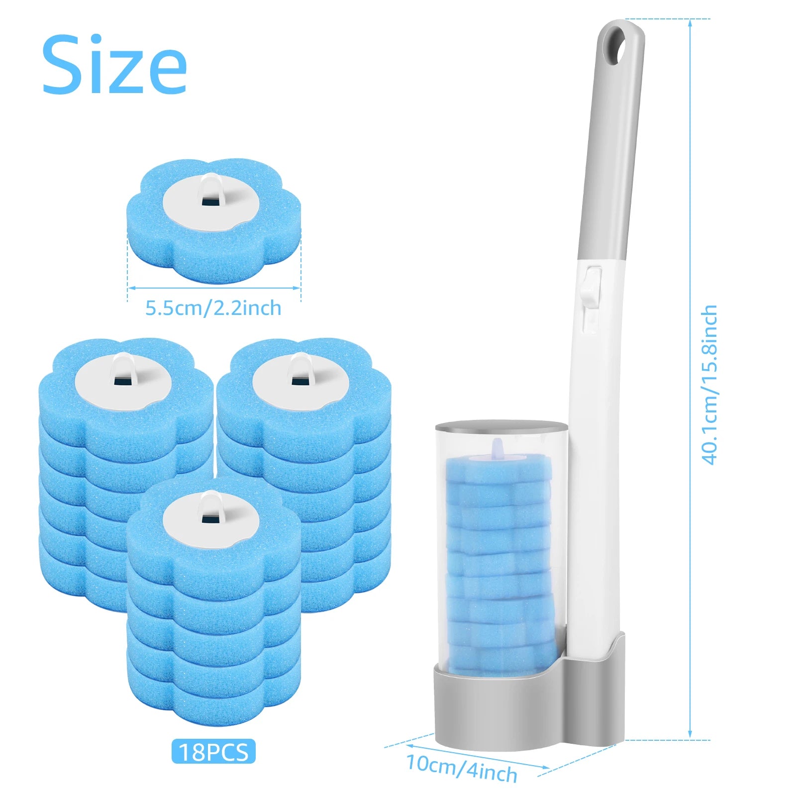 Disposable Toilet Brush Set with Holder & Replaceable Heads - ZILVUS