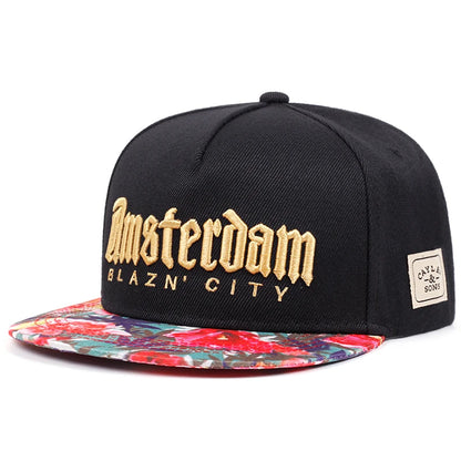 2025 New BLAZIN CITY Embroidered Flat Edge Hat Men's Trendy Street Hip Hop Hat Women's Outdoor Sunshade Hat Casual Baseball Hat - ZILVUS