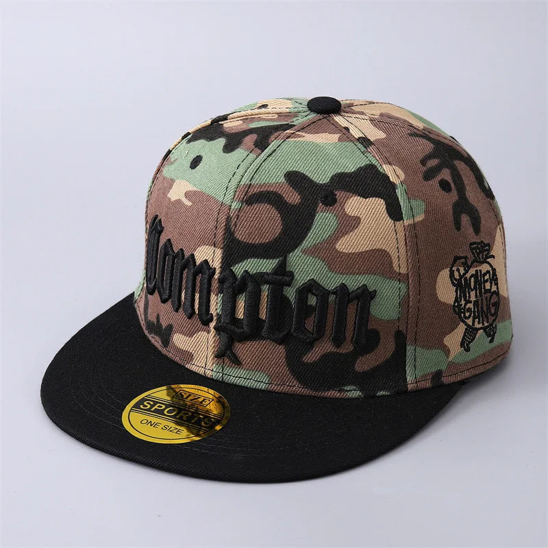 Compton Hip-Hop Flat Brim Baseball Cap – Unisex Camouflage Streetwear Hat - ZILVUS