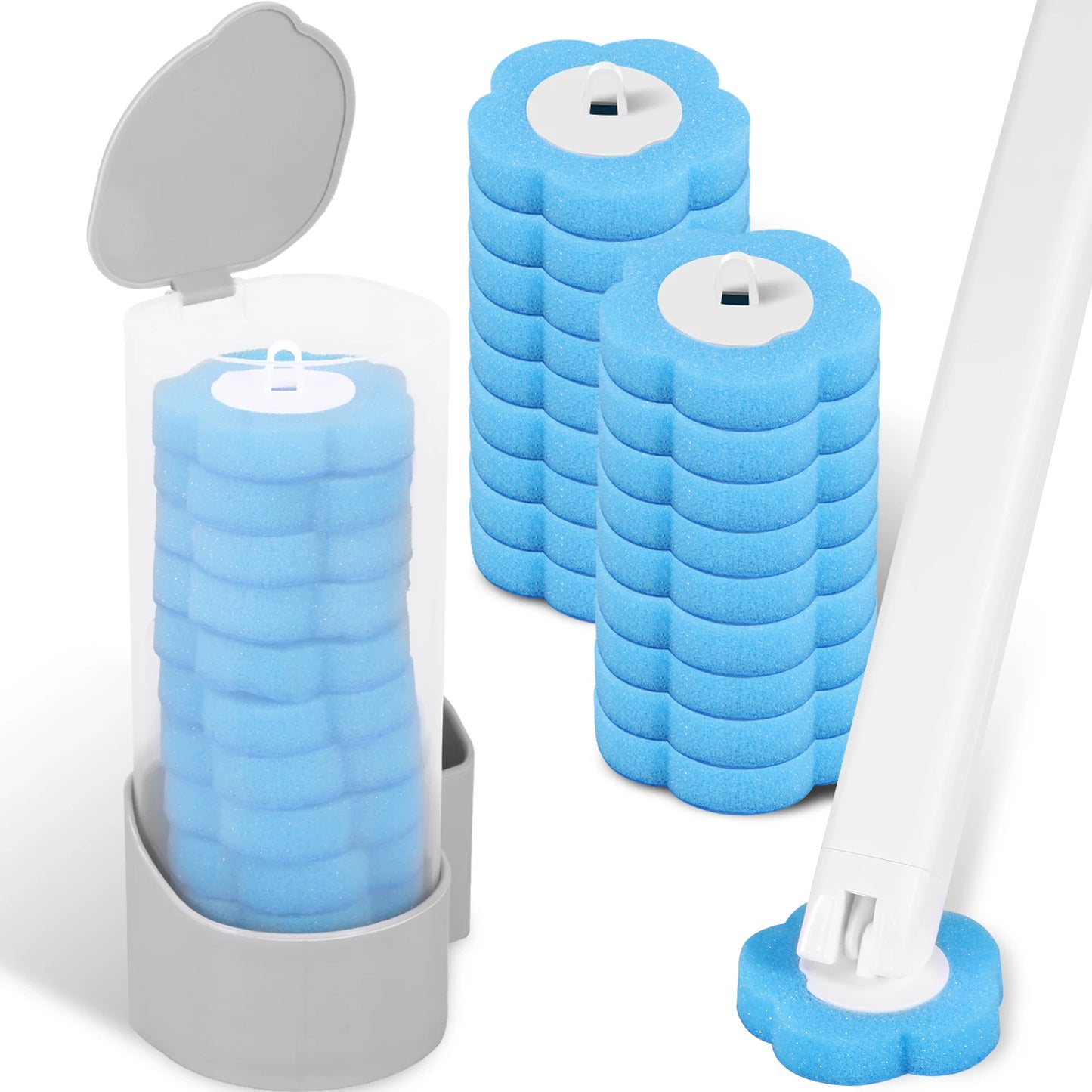 Disposable Toilet Brush Set with Holder & Replaceable Heads - ZILVUS