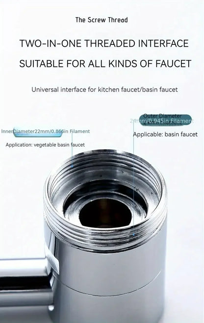 Rotating Splash-Proof Kitchen Faucet Extender | Dual Water Flow Tap Adapter - ZILVUS