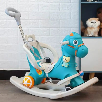 Large Rocking Horse Toy with Music – Multi-Purpose Baby Rocking Cart for 1–5 Years Old | Indoor & Outdoor Ride-On Toy - ZILVUS