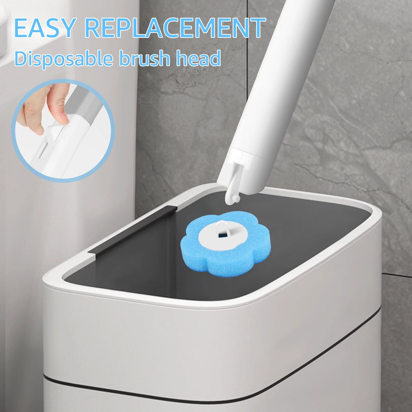 Disposable Toilet Brush Set with Holder & Replaceable Heads - ZILVUS
