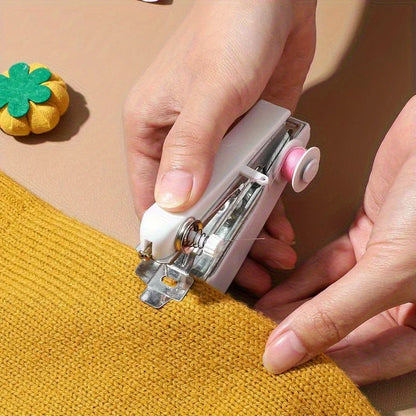 6/set White Mini Handheld Sewing Machine with 5 Spools Colorful Thread Portable Manual Quick Fix for Clothes DIY Crafts JXB - ZILVUS