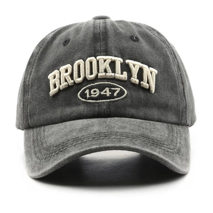 Retro brooklyn Letter Embroidery Baseball Caps Spring Summer Men Women Cotton Adjustable Casual Hat Hip Hop Streetwear Sun Hats - ZILVUS