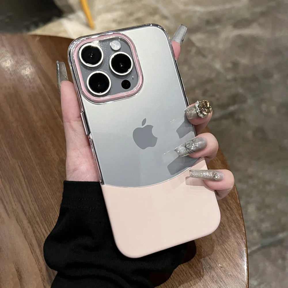 Luxury Transparent Splice Phone Case – Shockproof for iPhone 15/14/13/12 - ZILVUS