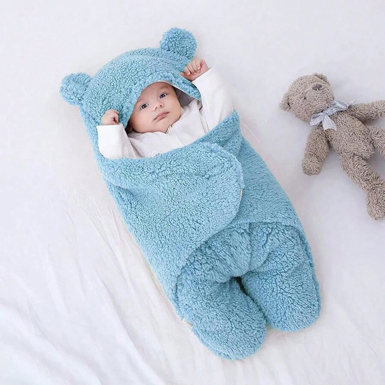 Baby Lamb Fleece Swaddle Blanket – Soft and Thickened Newborn Sleeping Bag - ZILVUS