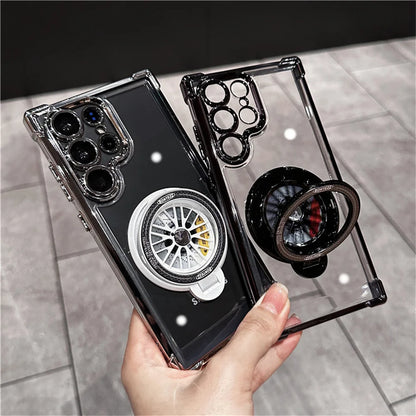 Luxury Airbags Plating Magnetic Transparent Case for Samsung Galaxy S25 S24 Ultra S23 Fe S22 Plus A54 A34 A15 A25 A35 A55 A53 - ZILVUS