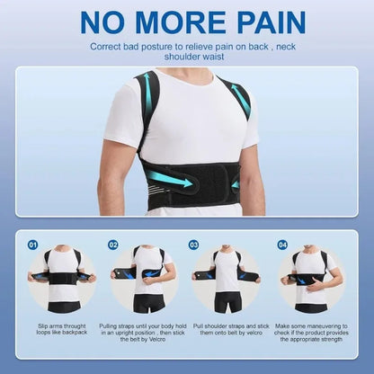 Back Posture Corrector Brace – Adjustable Shoulder & Spine Support for Men and Women - ZILVUS