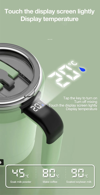 Automatic Self-Stirring Mug with LED Display – 380ml USB Cup - ZILVUS