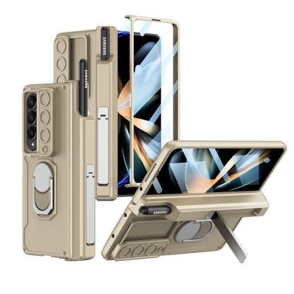 Magnetic Armor Phone Case For Samsung Galaxy Z-Fold-7,5,4 Series With Pen Holder Slide Camera Full Body Rugged Stand Back Cover - ZILVUS