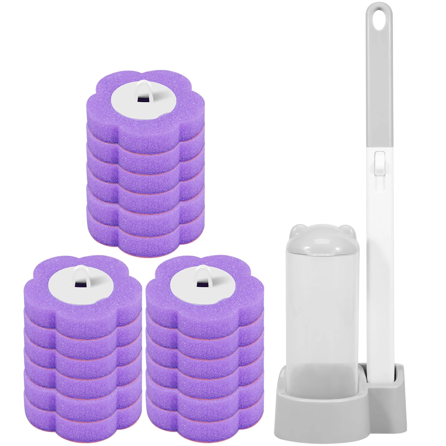 Disposable Toilet Brush Set with Holder & Replaceable Heads - ZILVUS