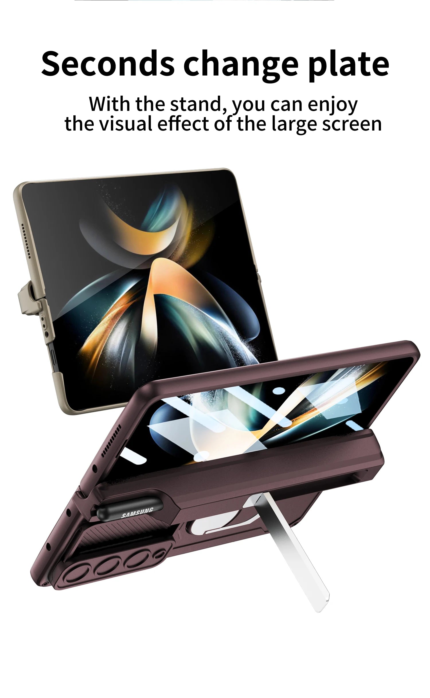 Magnetic Armor Phone Case For Samsung Galaxy Z-Fold-7,5,4 Series With Pen Holder Slide Camera Full Body Rugged Stand Back Cover - ZILVUS