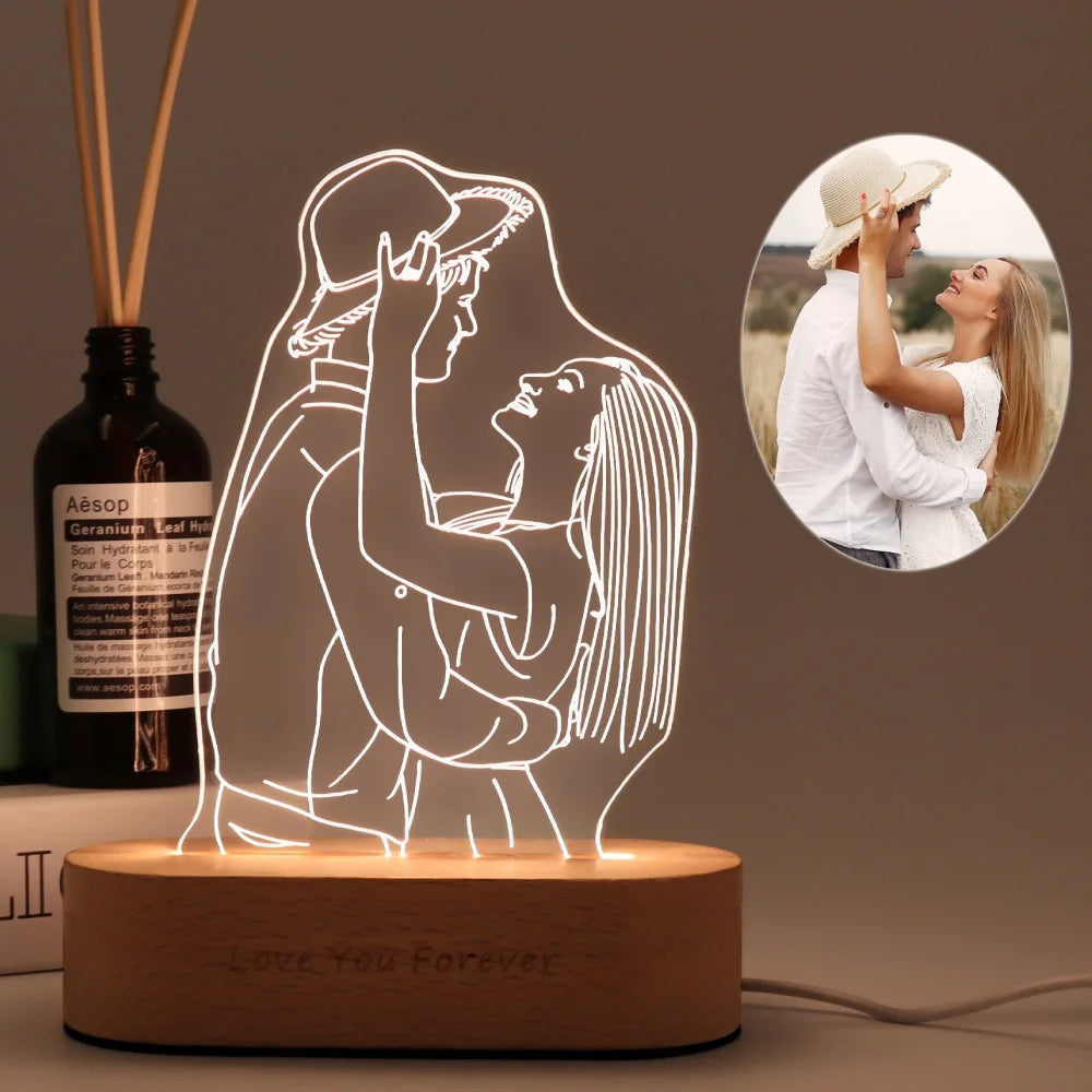 Personalized 3D Photo Night Light – Custom Engraved Gift Lamp