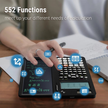 2-in-1 Rechargeable Scientific Calculator with LCD Writing Pad & Stylus - ZILVUS