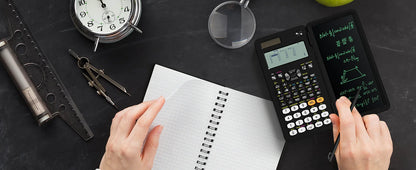 2-in-1 Rechargeable Scientific Calculator with LCD Writing Pad & Stylus - ZILVUS