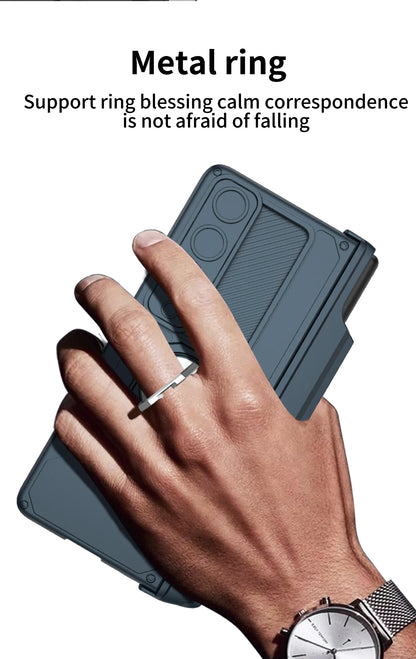 Magnetic Armor Phone Case For Samsung Galaxy Z-Fold-7,5,4 Series With Pen Holder Slide Camera Full Body Rugged Stand Back Cover - ZILVUS