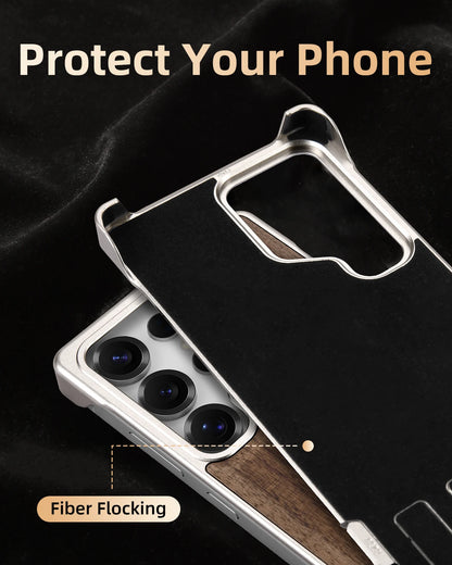 Wood and Metal Magnetic Phone Case – Shockproof for Samsung S25 Ultra - ZILVUS
