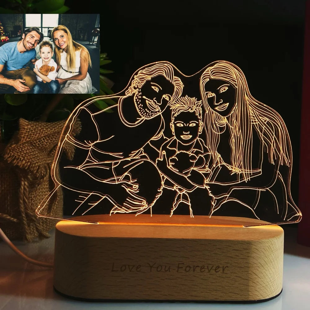Personalized 3D Photo Night Light – Custom Engraved Gift Lamp