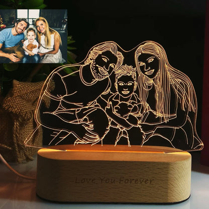 Personalized 3D Photo Night Light – Custom Engraved Gift Lamp
