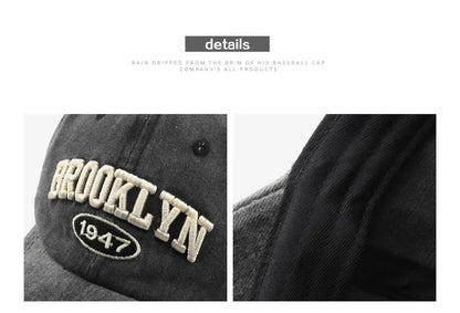 Retro brooklyn Letter Embroidery Baseball Caps Spring Summer Men Women Cotton Adjustable Casual Hat Hip Hop Streetwear Sun Hats - ZILVUS