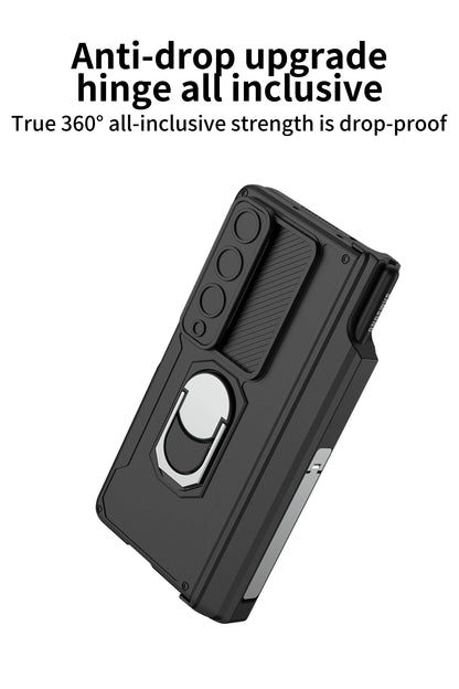 Magnetic Armor Phone Case For Samsung Galaxy Z-Fold-7,5,4 Series With Pen Holder Slide Camera Full Body Rugged Stand Back Cover - ZILVUS
