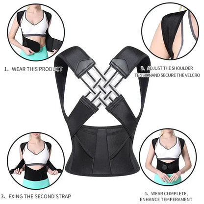 Back Posture Corrector Brace – Adjustable Shoulder & Spine Support for Men and Women - ZILVUS